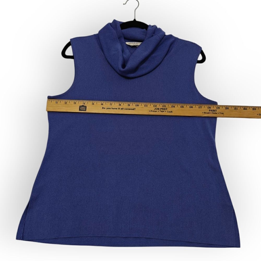 Vtg Misook Periwinkle Blue Cowl Neck Top Blouse Size L Petite - Picture 4 of 5